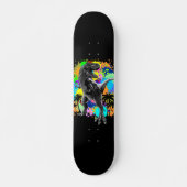 T-Rex Dinosaur Jurassic Reptile auf Paint Stains Skateboard (Vorne)