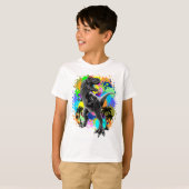 T-Rex Dinosaur Jurassic Reptile auf Paint Stains T-Shirt (Vorne ganz)