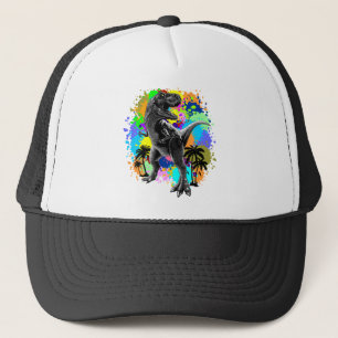 T-Rex Dinosaur Jurassic Reptile auf Paint Stains Truckerkappe