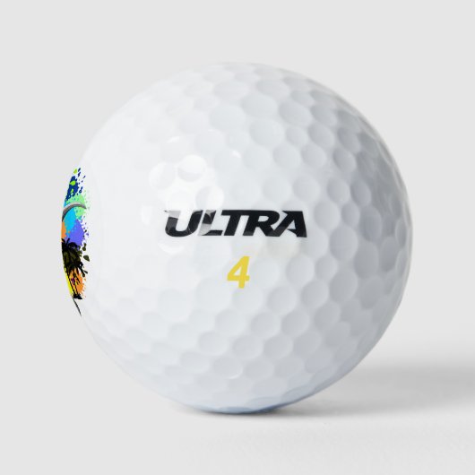 T-Rex Dinosaur Jurassic Reptile auf Surreal Rainbo Golfball (Logo)