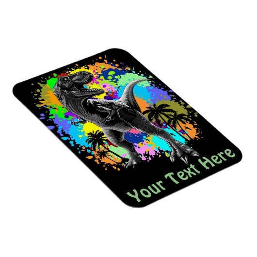 T-Rex Dinosaur Jurassic Reptile auf Surreal Rainbo Magnet (Rechte Seite)
