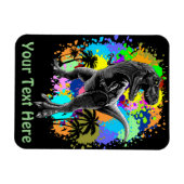 T-Rex Dinosaur Jurassic Reptile auf Surreal Rainbo Magnet (Horizontal)