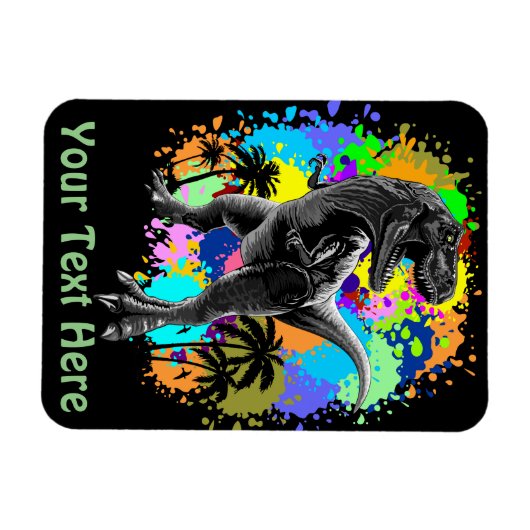 T-Rex Dinosaur Jurassic Reptile auf Surreal Rainbo Magnet (Horizontal)