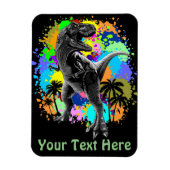 T-Rex Dinosaur Jurassic Reptile auf Surreal Rainbo Magnet (Vertikal)