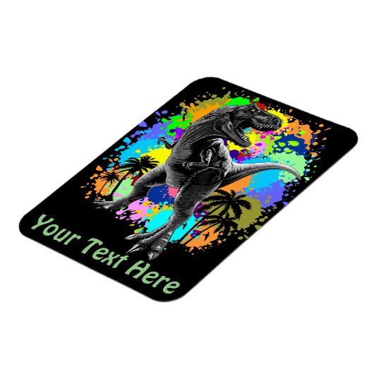 T-Rex Dinosaur Jurassic Reptile auf Surreal Rainbo Magnet (Linke Seite)