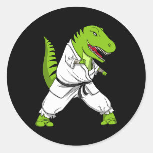 T-Rex Dinosaur Karate Kickboxen Martial Arts Jiu- Runder Aufkleber
