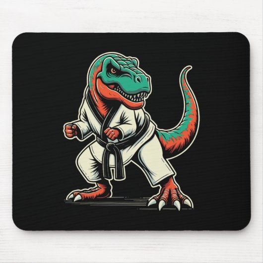 T-Rex Dinosaur Karate Taekwondo Kampfsport  Mousepad (Vorne)