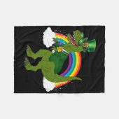 T-Rex Dinosaur Kobold Regenbogen St. Patrick's Day Fleecedecke (Vorderseite (Horizontal))