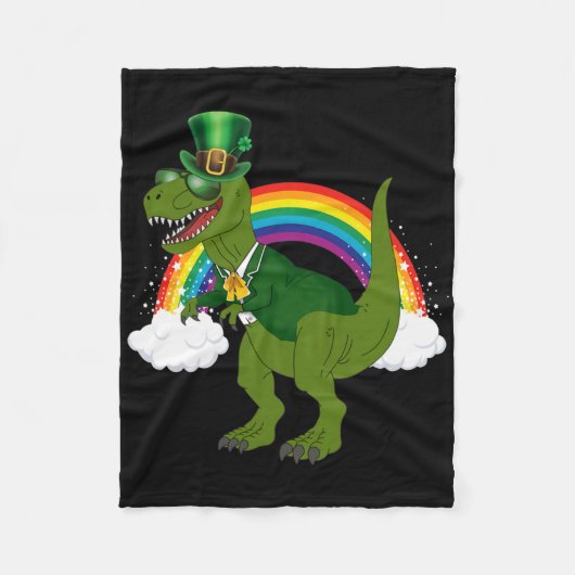 T-Rex Dinosaur Kobold Regenbogen St. Patrick's Day Fleecedecke (Vorderseite)