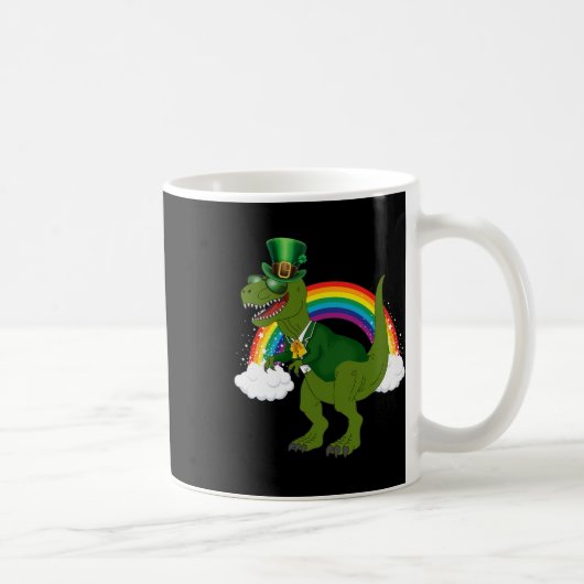 T-Rex Dinosaur Kobold Regenbogen St. Patrick's Day Kaffeetasse (Rechts)