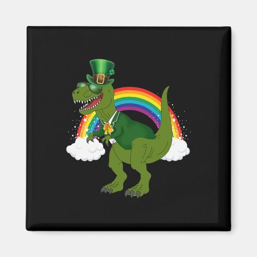 T-Rex Dinosaur Kobold Regenbogen St. Patrick's Day Magnet (Vorne)