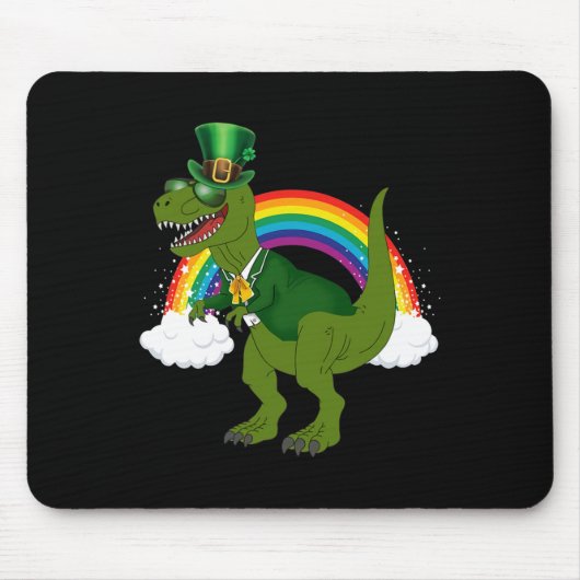 T-Rex Dinosaur Kobold Regenbogen St. Patrick's Day Mousepad (Vorne)