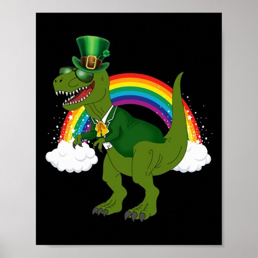 T-Rex Dinosaur Kobold Regenbogen St. Patrick's Day Poster (Vorne)
