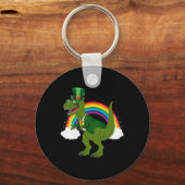 T-Rex Dinosaur Kobold Regenbogen St. Patrick's Day Schlüsselanhänger (Vorderseite)