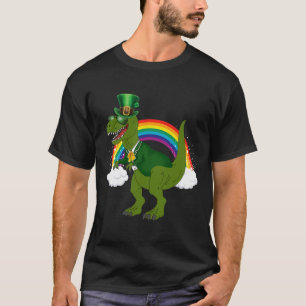 T-Rex Dinosaur Kobold Regenbogen St. Patrick's Day T-Shirt