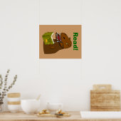 T Rex Dinosaur Lesend Funny School Educational Poster (Küche)