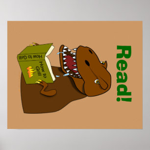 T Rex Dinosaur Lesend Funny School Educational Poster