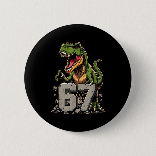T-Rex Dinosaur lustig sechs sieben Meme Cool Tyran Button (Vorderseite)