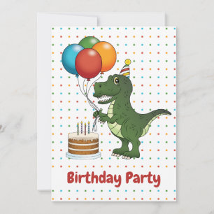 T-Rex-Dinosaur lustige Luftballons Kindergeburtsta Einladung