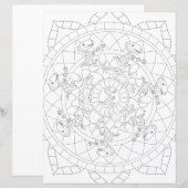 T Rex Dinosaur Mandala Relaxen Kinder Farbseite (Vorne/Hinten)