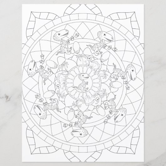 T Rex Dinosaur Mandala Relaxen Kinder Farbseite (Vorderseite)