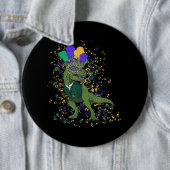 T Rex Dinosaur Mardi Gras Boy Girl Kind Button (Beispiel)
