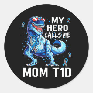 T Rex Dinosaur Mein Held nennt mich Mama T1d Typ1 Runder Aufkleber