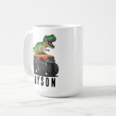 T-Rex Dinosaur Monster Truck Kaffeetasse (Vorderseite Links)
