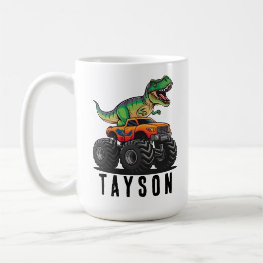 T-Rex Dinosaur Monster Truck Kaffeetasse (Links)