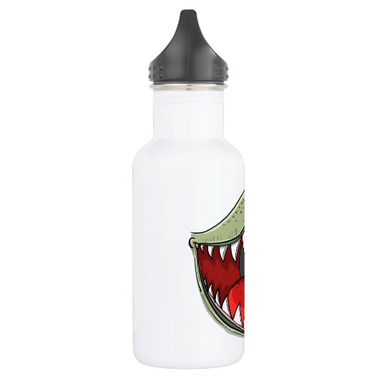 T-rex Dinosaur Mouth Kids Cartoon Olive Green Name Edelstahlflasche (Links)