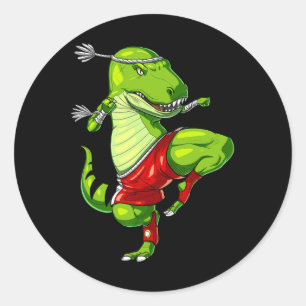 T-rex Dinosaur Muay Thai Boxing Karate Martial Art Runder Aufkleber