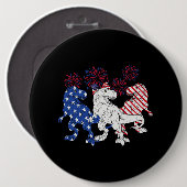 T Rex Dinosaur Niedliche US-Flagge 4. Juli Ausstat Button (Vorne & Hinten)