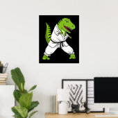T-Rex Dinosaur Ninja Martial Arts Karate Poster (Heimbüro)