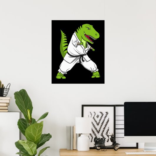 T-Rex Dinosaur Ninja Martial Arts Karate Poster (Heimbüro)