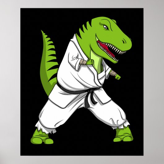 T-Rex Dinosaur Ninja Martial Arts Karate Poster (Vorne)