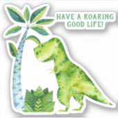 *~* T-Rex Dinosaur Palm Tree Roaring Good Life Aufkleber (Vorderseite)