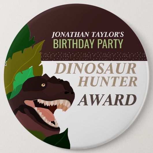 T Rex Dinosaur Party Kinder zum Geburtstag Button (Vorderseite)