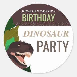 T Rex Dinosaur Party Kinder zum Geburtstag Runder Aufkleber