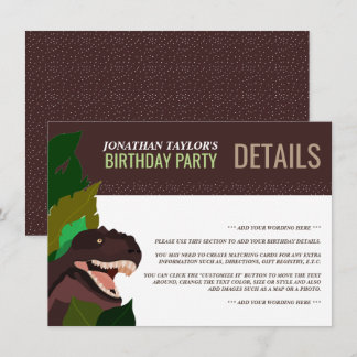 T Rex Dinosaur Party Kindergeburtsdetails Einladung