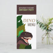 T Rex Dinosaur Party Kindermenü Menükarte (Stehend Vorderseite)