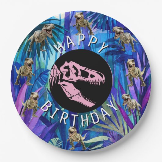 T Rex Dinosaur Party Pappteller (Vorderseite)