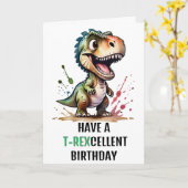 T.Rex Dinosaur Personalisiert Geburtstag Karte (Gelbe Blume)
