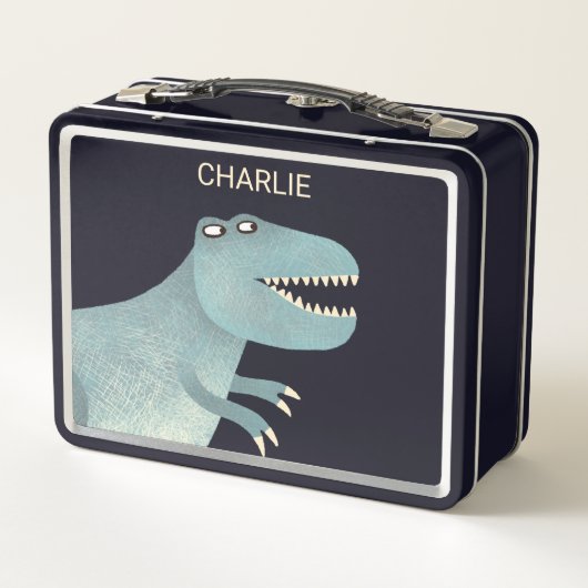 T-Rex Dinosaur Personalisiert Metall Brotdose (Rückseite)