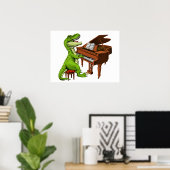 T-Rex Dinosaur Pianist Poster (Heimbüro)