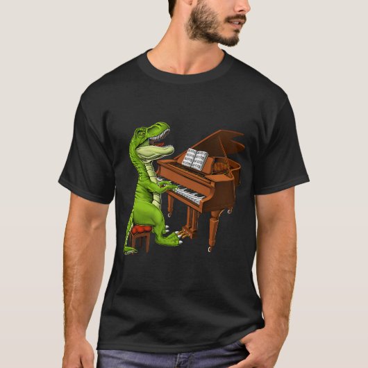 T-Rex Dinosaur Pianist T-Shirt (Vorderseite)