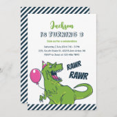 T-Rex Dinosaur Rawr Party Kindergeburtstag Einladung (Vorne/Hinten)