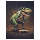 T-Rex Dinosaur Reiten auf Skateboard Klemmbrett (Rückseite)
