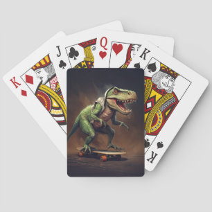 T-Rex Dinosaur Reiten auf Skateboard Spielkarten
