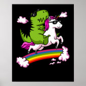 T-Rex Dinosaur Reiten Magisches Einhorn Regenbogen Poster (Vorne)