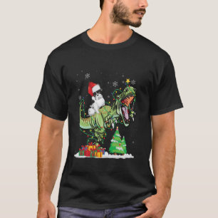 T Rex Dinosaur Reiten Mops Weihnachtszeit Weihnach T-Shirt
